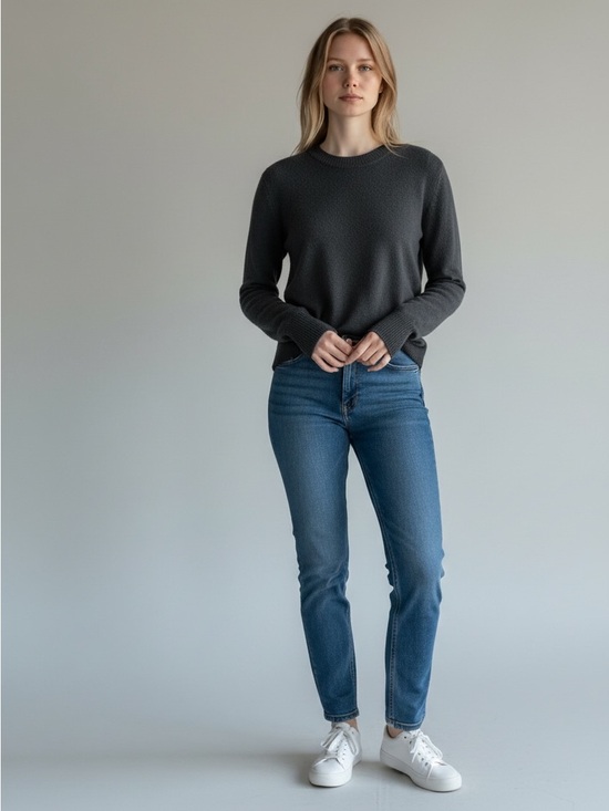 Aqua Sweaters - Aqua Cashmere Charcoal Knit Sweater